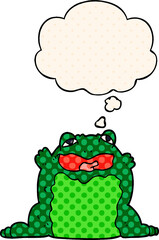 cartoon toad with thought bubble in comic book style