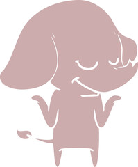 Fototapeta premium flat color style cartoon smiling elephant