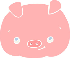 flat color style cartoon happy pig