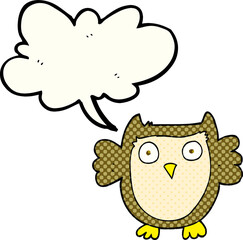 freehand drawn comic book speech bubble cartoon owl