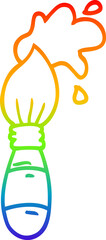 rainbow gradient line drawing of a cartoon paint brush
