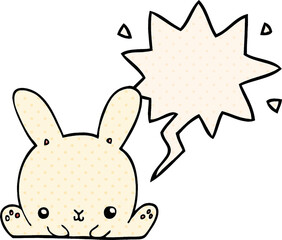 cartoon rabbit with speech bubble in comic book style