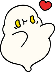 cartoon of a cute halloween ghost in love