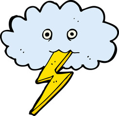 cartoon lightning bolt and cloud