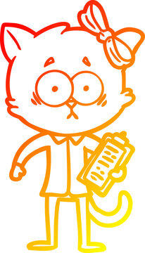recommend clip art: warm gradient line drawing of a cartoon cat