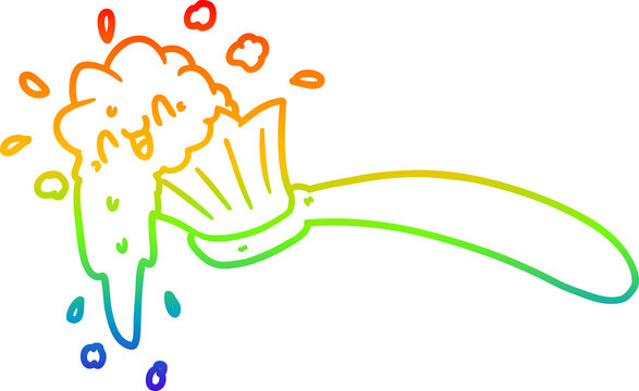 recommend clip art: rainbow gradient line drawing of a cartoon toothbrush and toothpaste