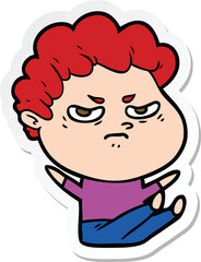 sticker of a cartoon angry man