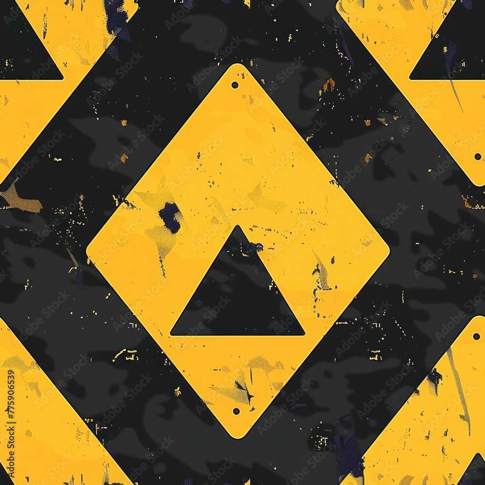 Poster a yellow and black sign with a triangle symbol. suitable for safety and caution concepts.