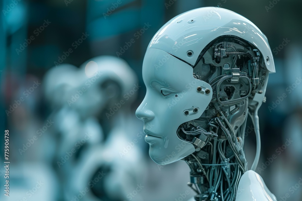 Poster futuristic artificial intelligence. robot computer idea. generate ai