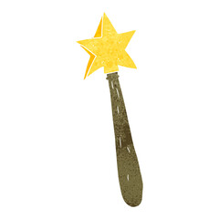 freehand retro cartoon magic wand