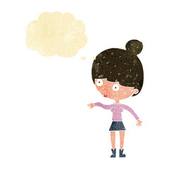 cartoon surprised woman with thought bubble