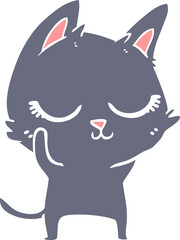 calm flat color style cartoon cat