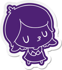 cartoon sticker of a cute kawaii girl