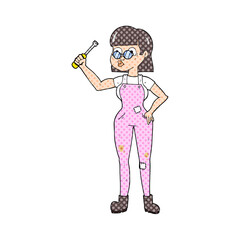 freehand drawn cartoon female mechanic