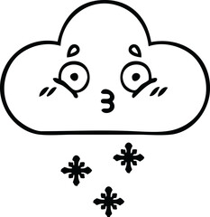 line drawing cartoon of a storm snow cloud