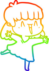 rainbow gradient line drawing of a cartoon woman