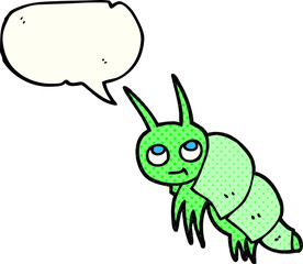 freehand drawn comic book speech bubble cartoon little bug