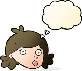 cartoon pretty face with thought bubble
