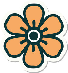 sticker of tattoo in traditional style of a flower