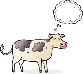 freehand drawn thought bubble cartoon cow
