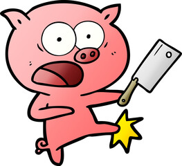 cartoon pig shouting and kicking