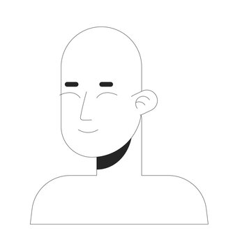 Mannequin head and shoulders black and white 2D line cartoon character. Not gender specific manikin face isolated vector outline person. Manequin model monochromatic flat spot illustration