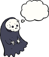 cartoon spooky ghoul with thought bubble