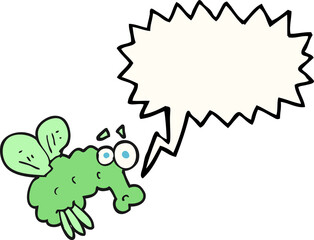 freehand drawn speech bubble cartoon fly
