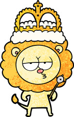 cartoon bored lion wearing crown