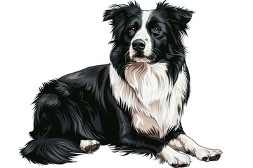 A peaceful black and white dog resting. Suitable for pet and animal themed designs
