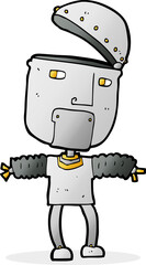 funny cartoon robot with open head