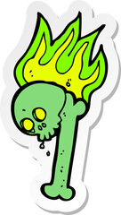sticker of a cartoon halloween bone number
