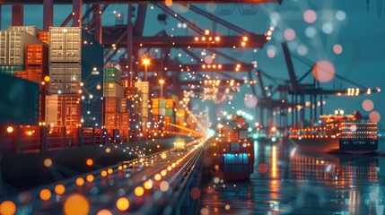 Fototapeta premium A stunning night view of a city skyline from a bridge. Perfect for urban landscapes