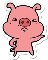 Obraz premium sticker of a cartoon angry pig