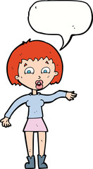cartoon surprised woman with speech bubble