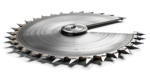 A circular saw blade on a white surface. Perfect for construction and DIY projects - obrazy, fototapety, plakaty