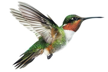 Fototapeta premium A hummingbird flying in the air, perfect for nature designs.