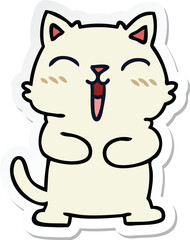 sticker of a quirky hand drawn cartoon cat