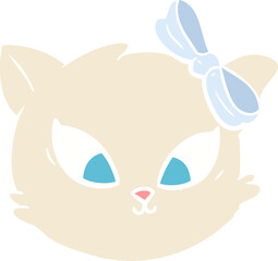 cute flat color style cartoon cat with bow