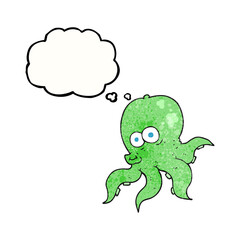 freehand drawn thought bubble textured cartoon octopus