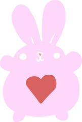 cute flat color style cartoon rabbit with love heart