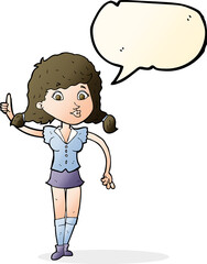 cartoon pretty woman with idea with speech bubble