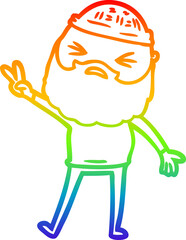 rainbow gradient line drawing of a cartoon man with beard
