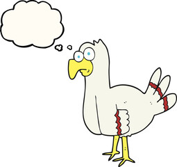 freehand drawn thought bubble cartoon bird