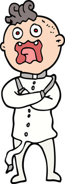 hand drawn doodle style cartoon mad man
