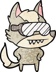 wolf wearing goggles cartoon