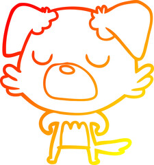 warm gradient line drawing of a cartoon dog