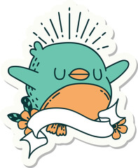sticker of a tattoo style flapping robin