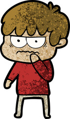 annoyed cartoon boy