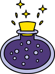 cartoon bubbling potion bottle